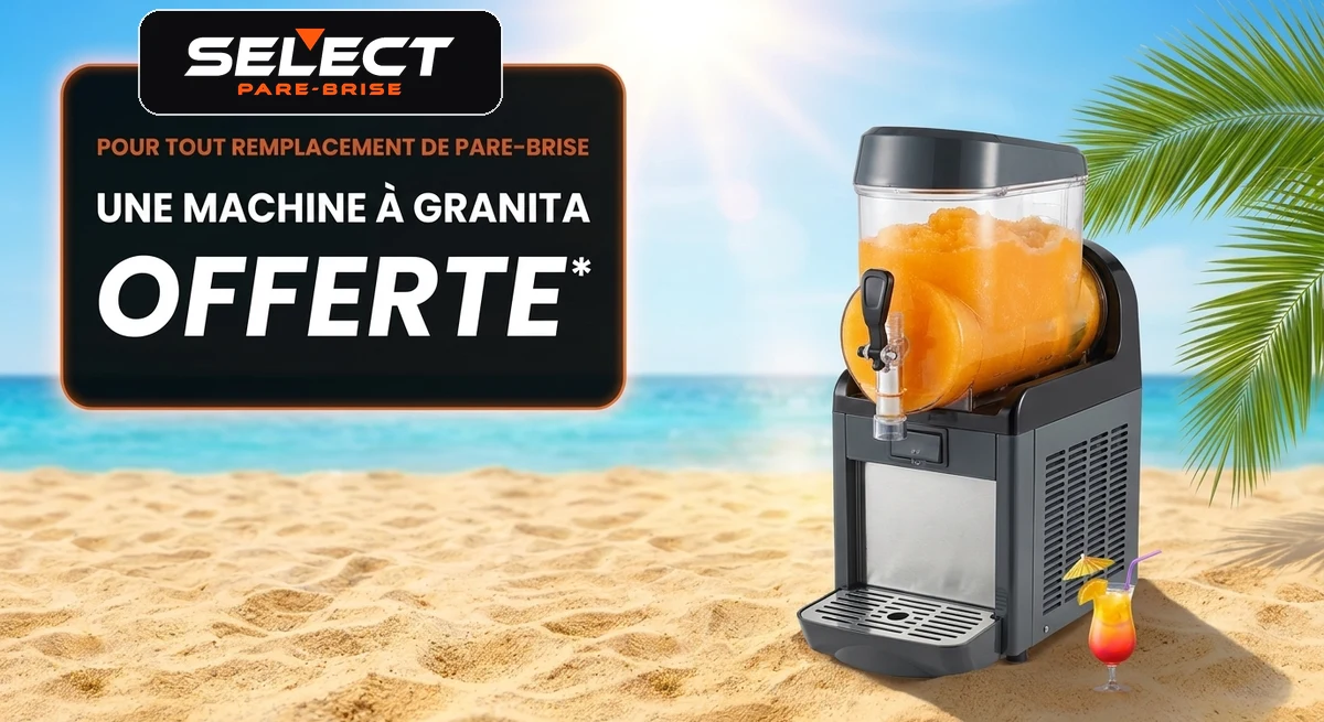 Offre pour tout remplacement de pare-brise : une machine à granita offerte